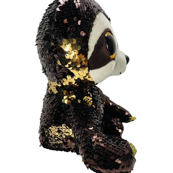 TY FLIPPABLES Dangler Sloth 10" sequins change color Brown Gold February Birth - Picture 7 of 12